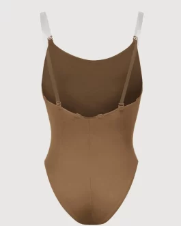 BLOCH CB3397 – Girls Auva Adjustable Strap Bodysuit Almond